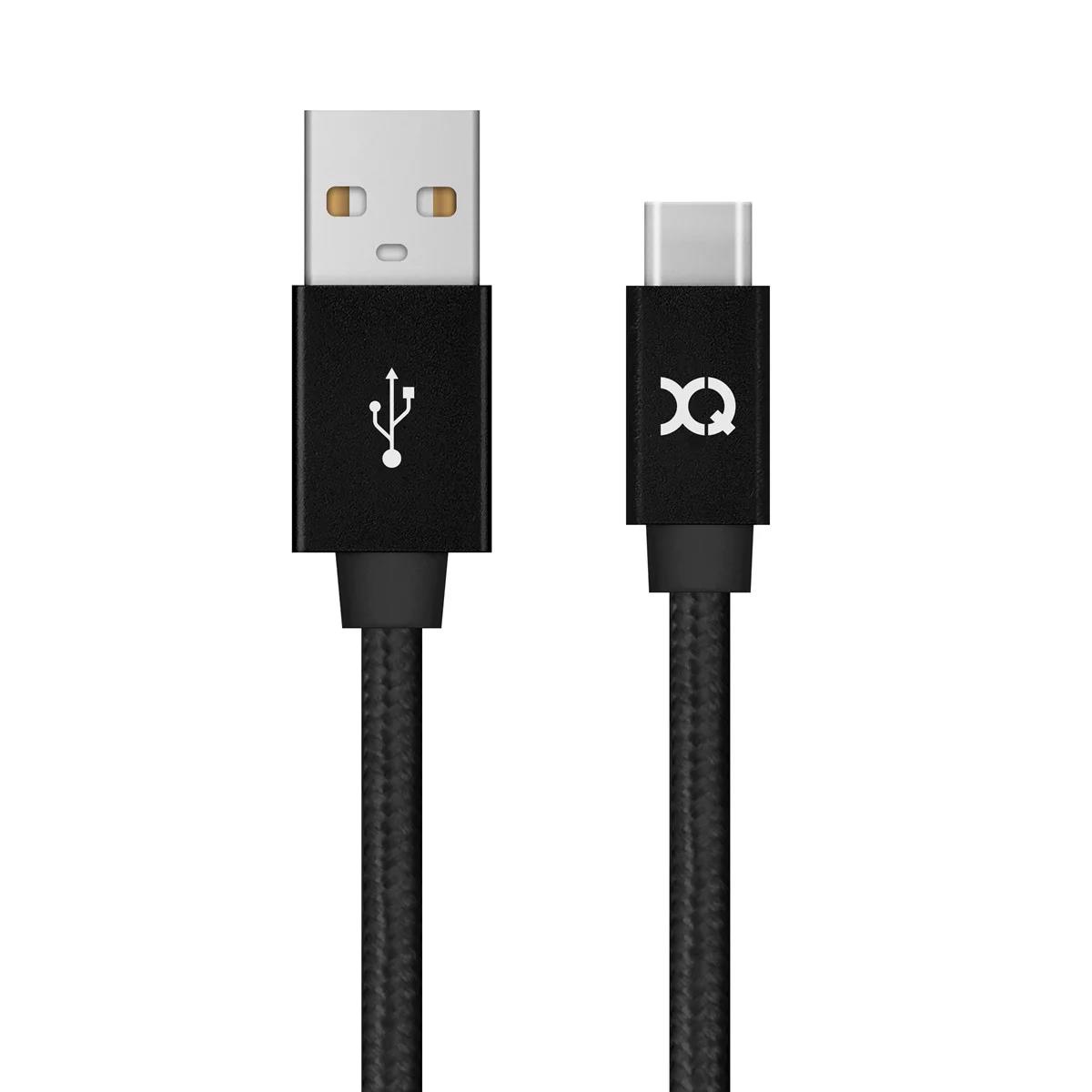 XQISIT Cotton USB-A auf USB-C Ladekabel 1.8m in Schwarz