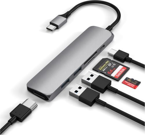 Satechi Type-C USB Passthrough HDMI Hub V2 - Space Gray (Grau)