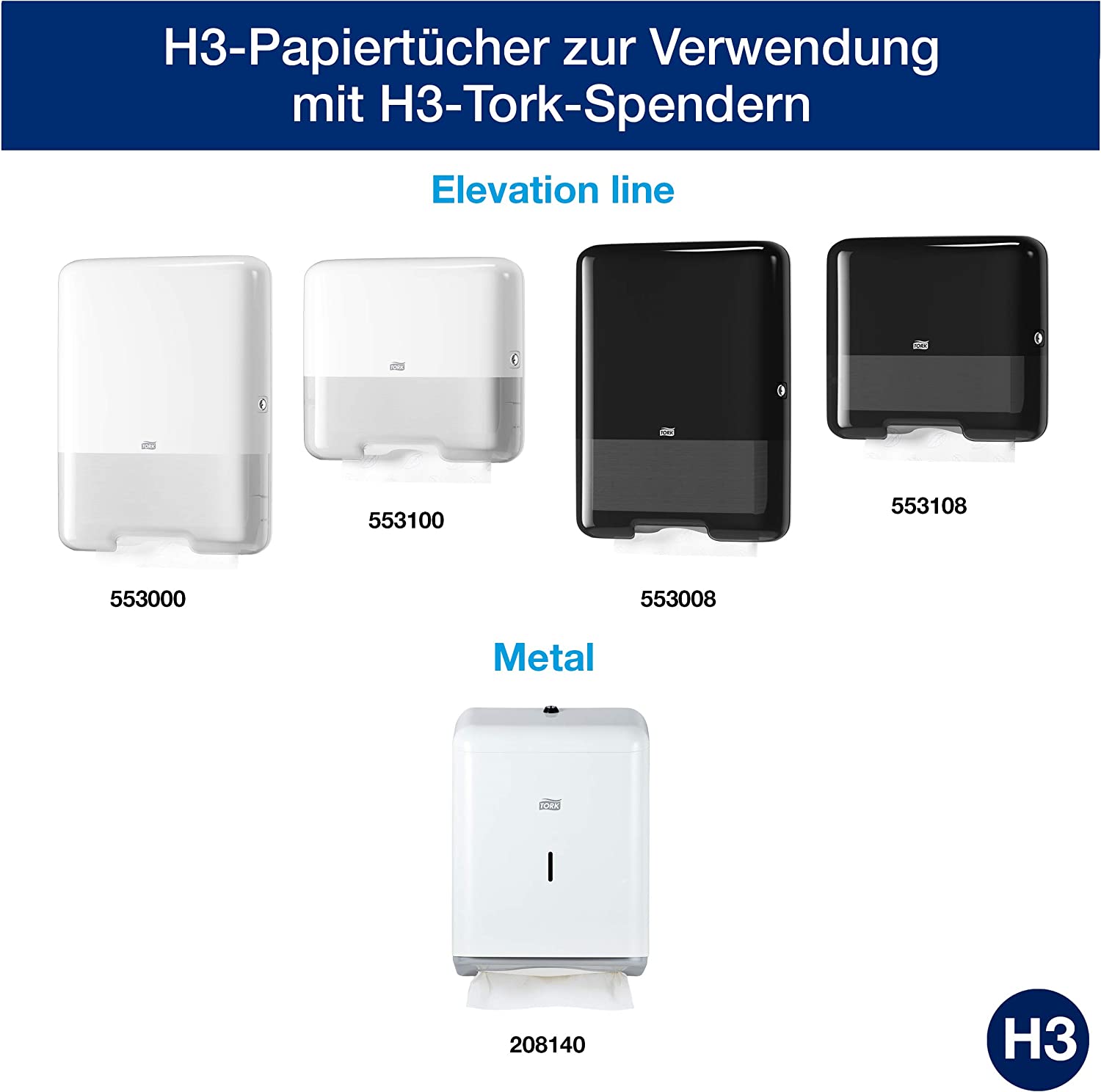 TORK Papierhandtücher 100278 H3 Premium Extra Soft Zick-Zack-Falzung 2-lagig 3.000 Tücher -  Weiss