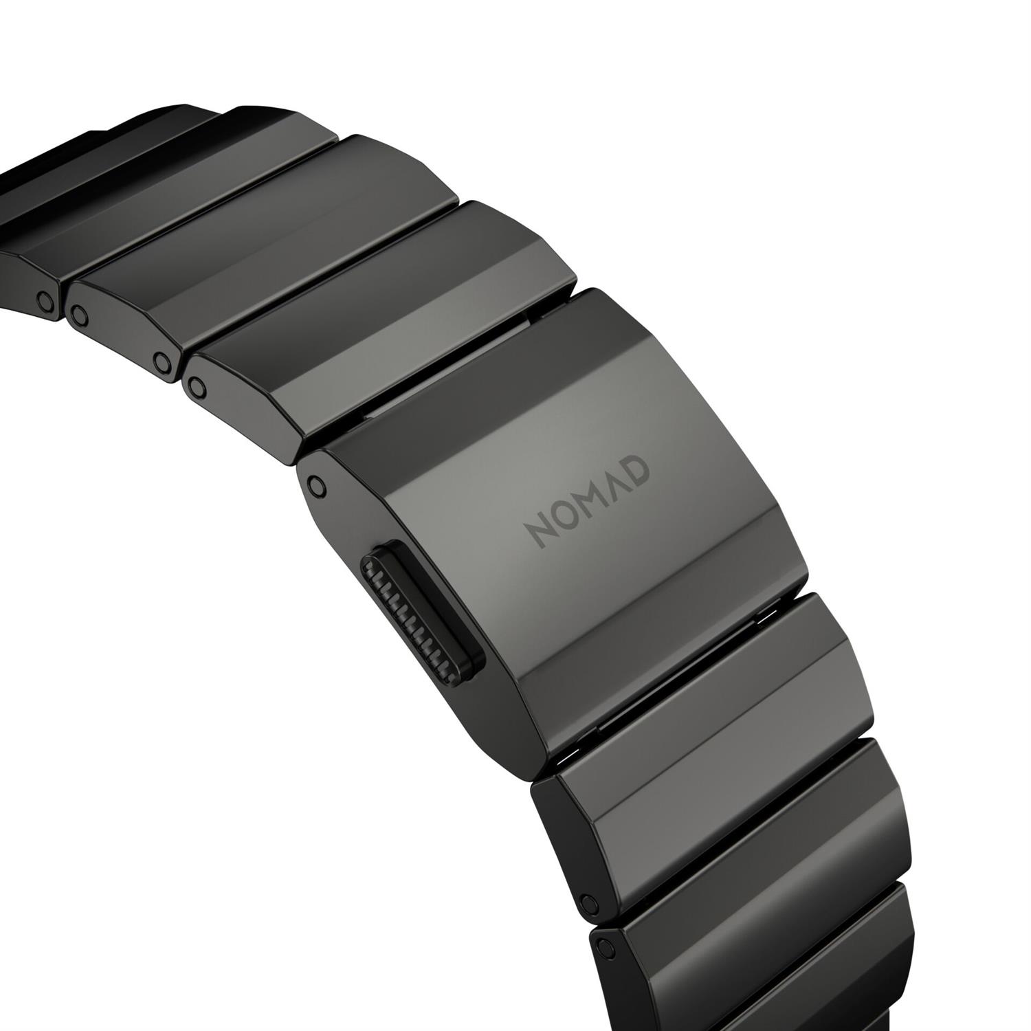 Nomad Strap Stainless Steel V2 Armband for Apple Watch 42/44/45/49 mm - Graphite black (Black)