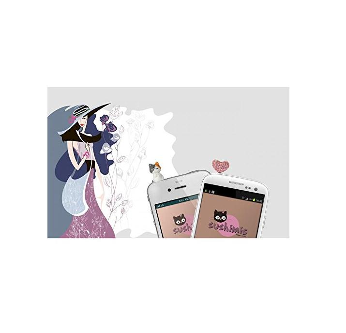 Sushimi Phone Cap pink crystal heart (014)