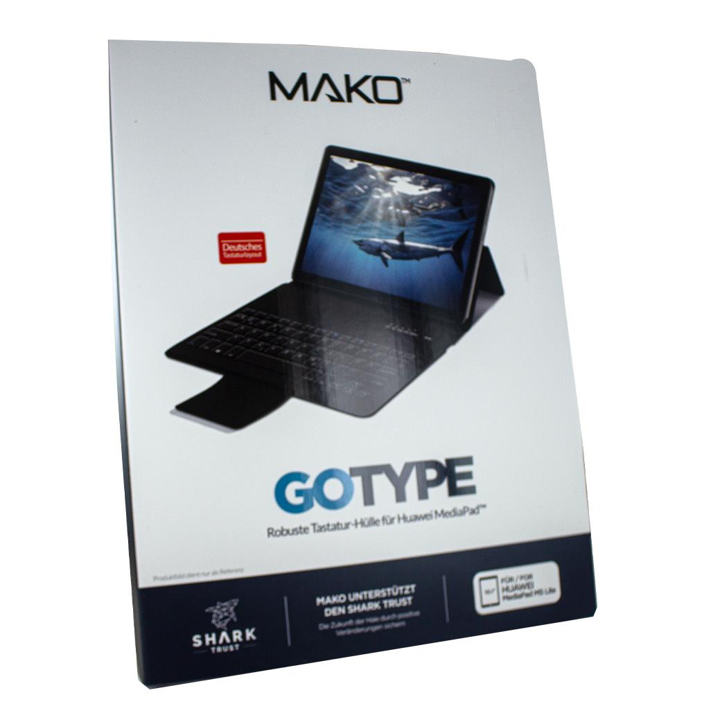 Mako Keyboard Cover mit QWERTZ integrierte Tastatur für Mediapad M5 lite - Schwarz