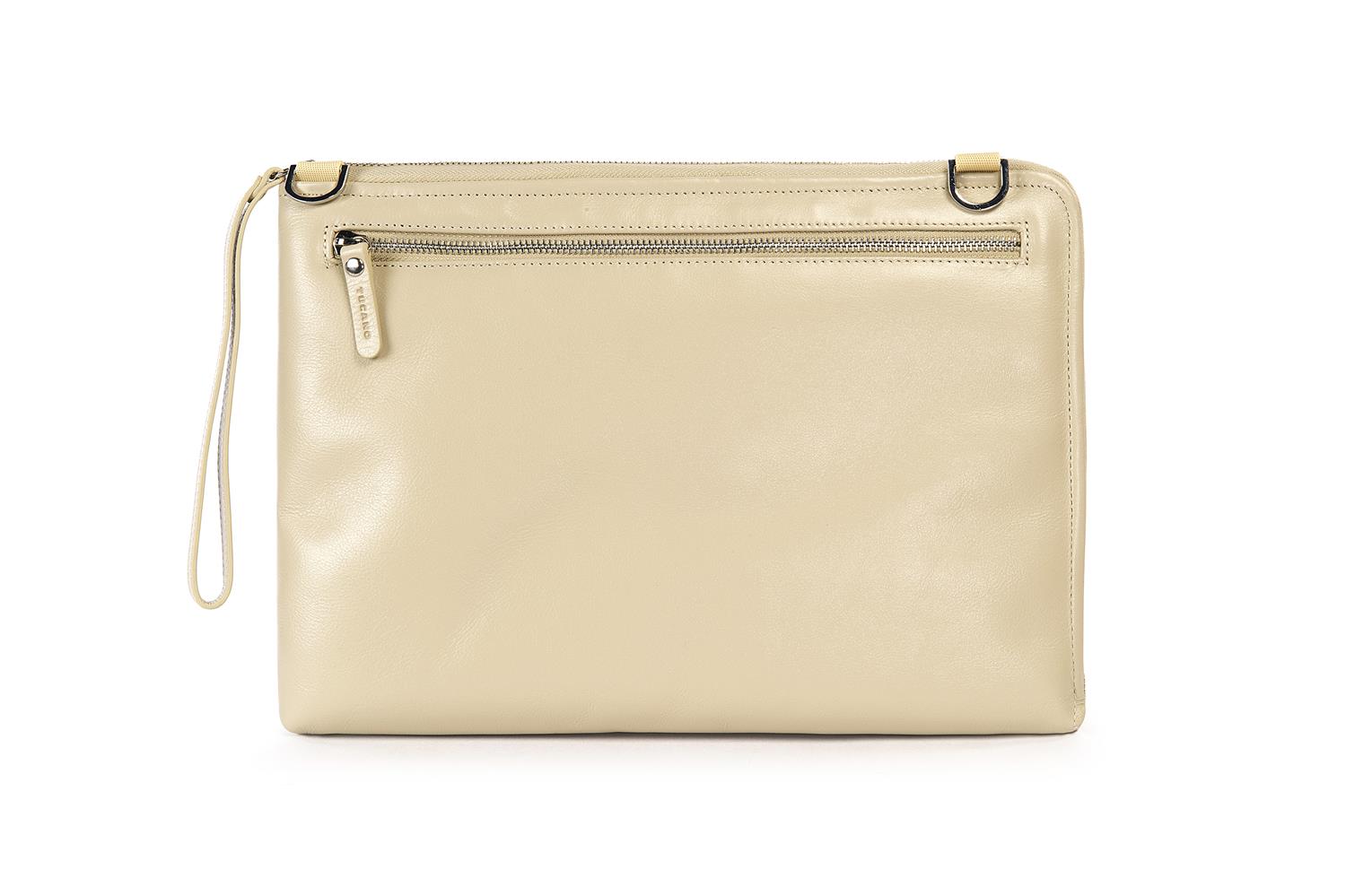Tucano Elle Damen Notebooktasche aus Leder für 13 Zoll - Ivory/Sandfarben