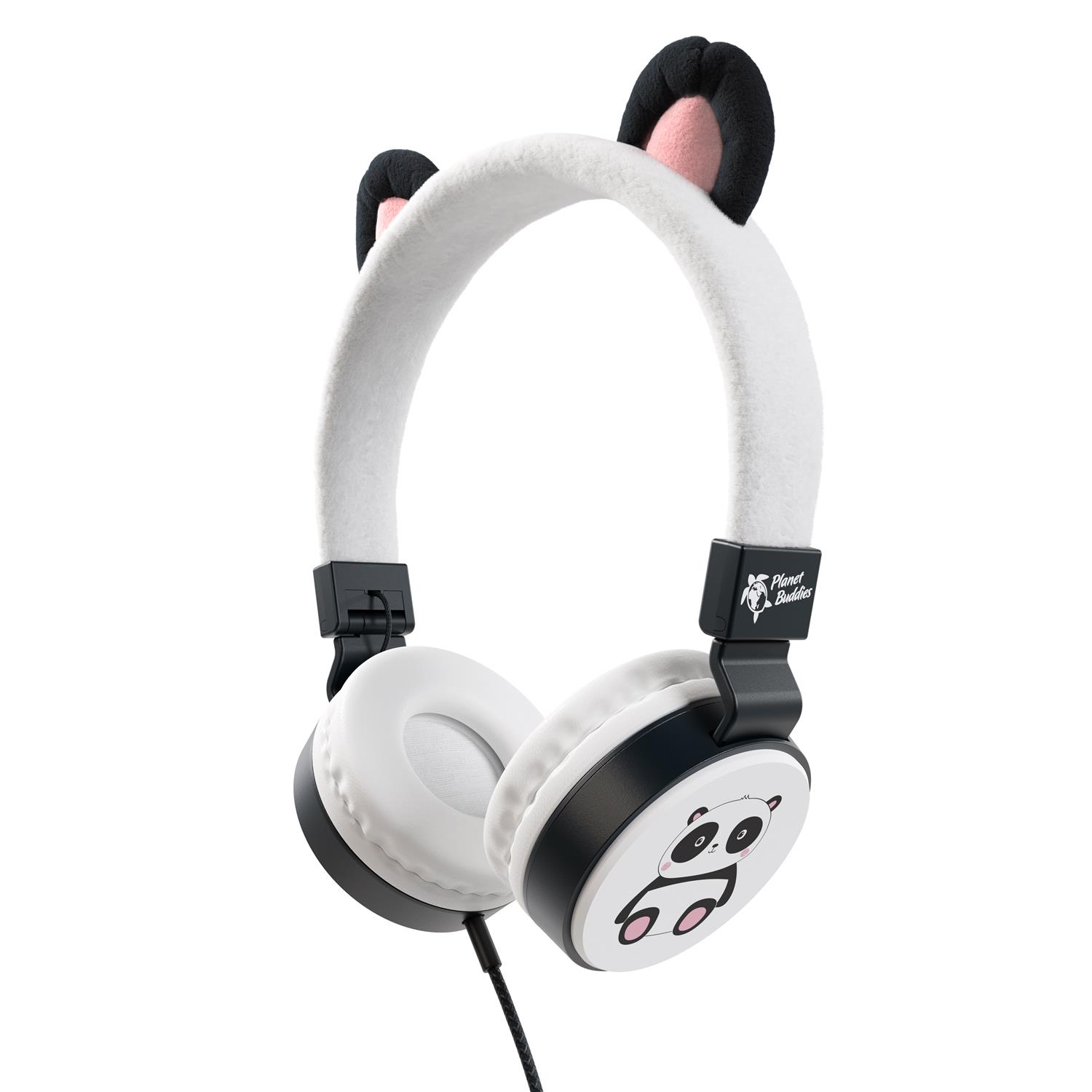 Planet Buddies Panda Furry Wired Headphones V2 in Schwarz