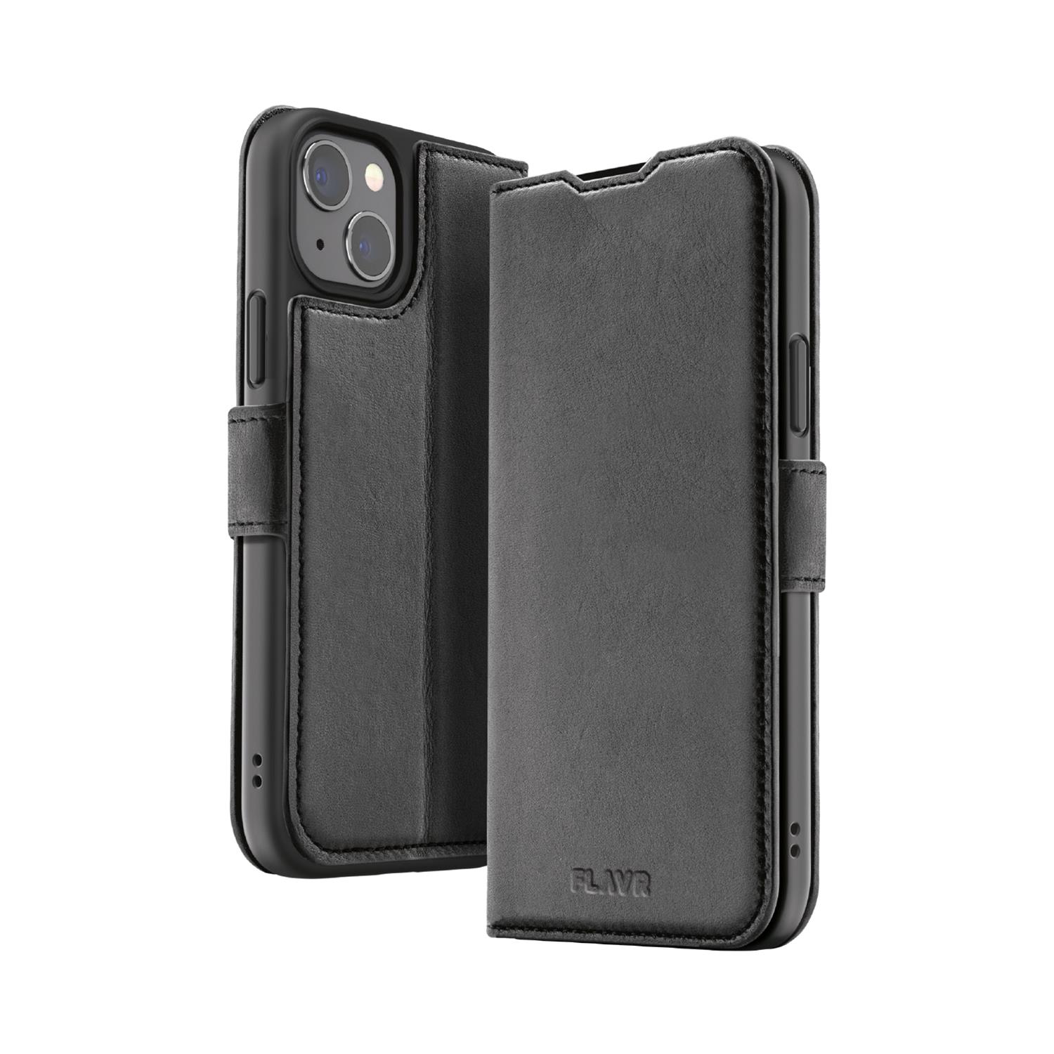FLAVR Leather Wallet Case Recycled für iPhone 15 Plus in Schwarz