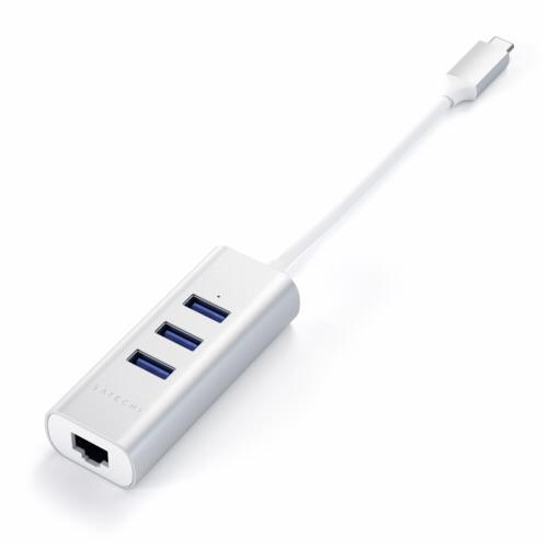 Satechi Type-C 2-in-1 - 3 Port USB 3.0 Hub und Ethernet - Silber