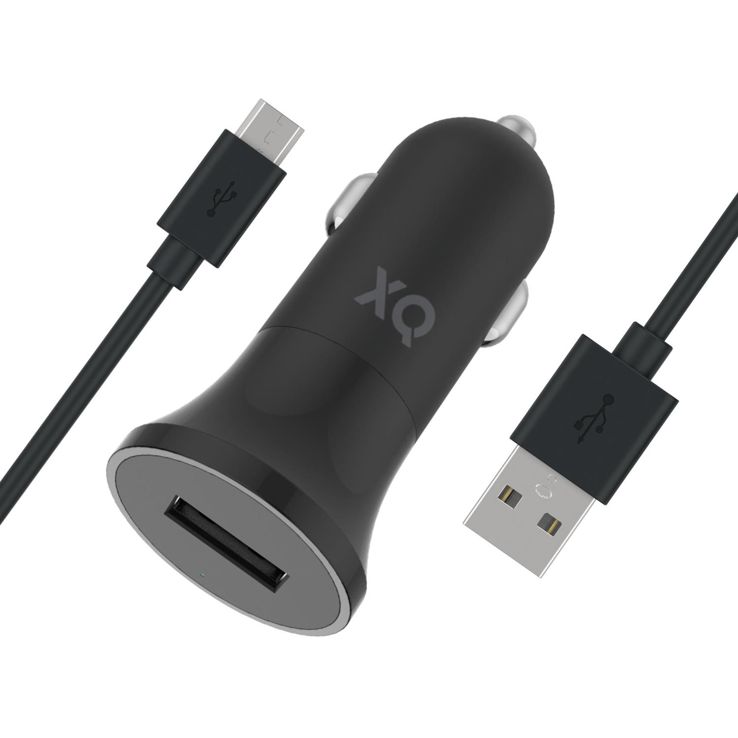 XQISIT KFZ-Ladegerät 2,4A USB/Micro-USB - Schwarz