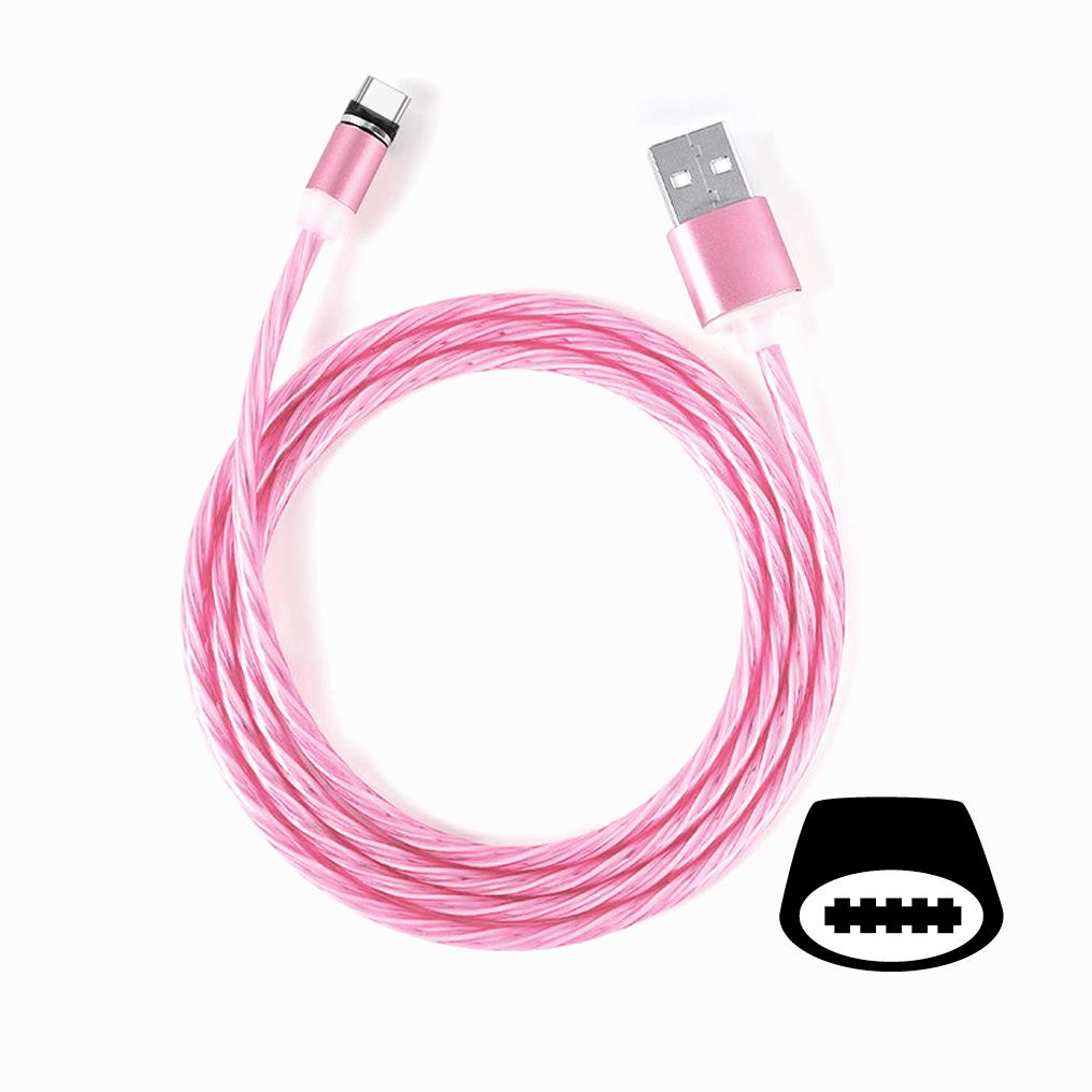 Cyoo Flow Light - USB Typ C Kabel 1m - Pink - aufladen - leuchtet