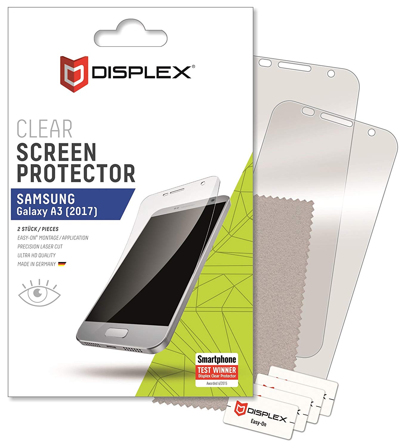 Displex Clear Screen Protector für Samsung A320F Galaxy A3 (2017) 2 Stück