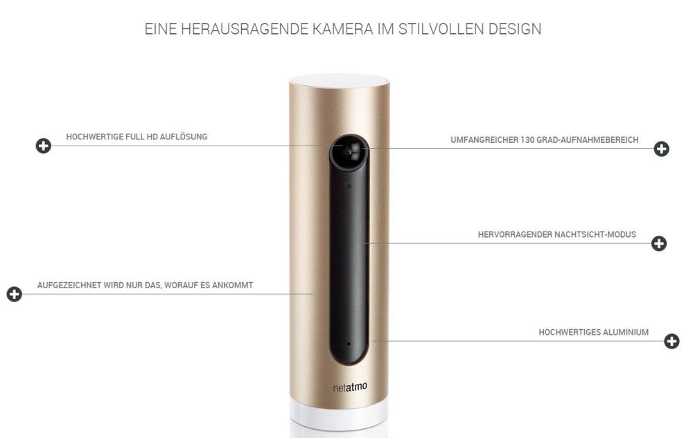 Netatmo Welcome Smart-Home-Kamera Webcam mit Gesichtserkennung und Smartphone App