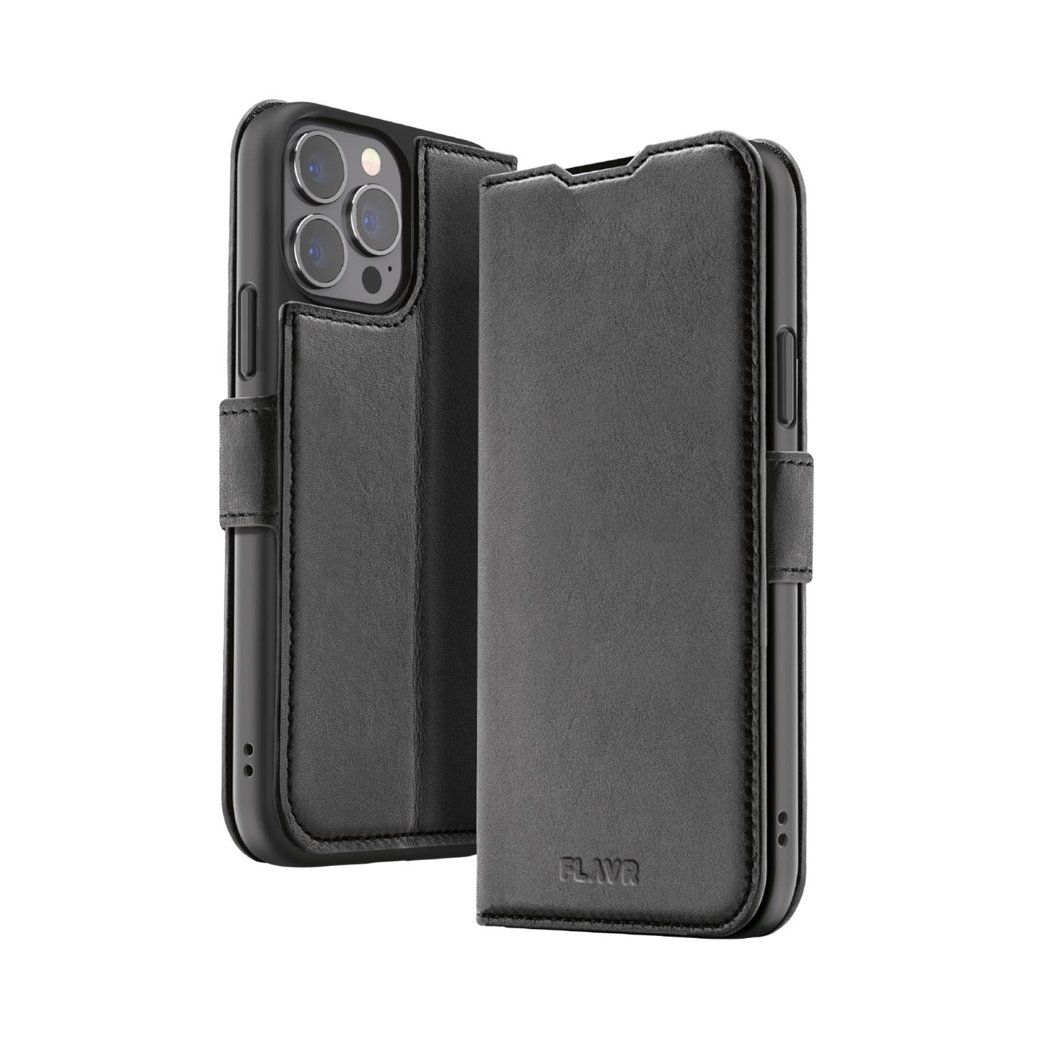 FLAVR Leather Wallet Case Recycled für iPhone 15 Pro Max in Schwarz