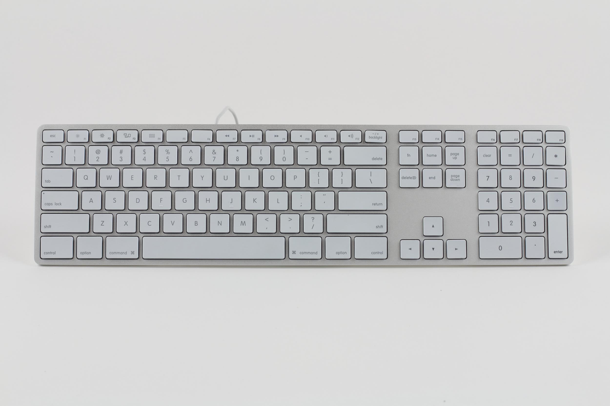Matias Aluminum Extended USB Keyboard with Backlight GERMAN for Mac OS - Silver with white keys