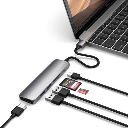 Satechi Type-C USB Passthrough HDMI Hub V2 - Space Gray (Grau)