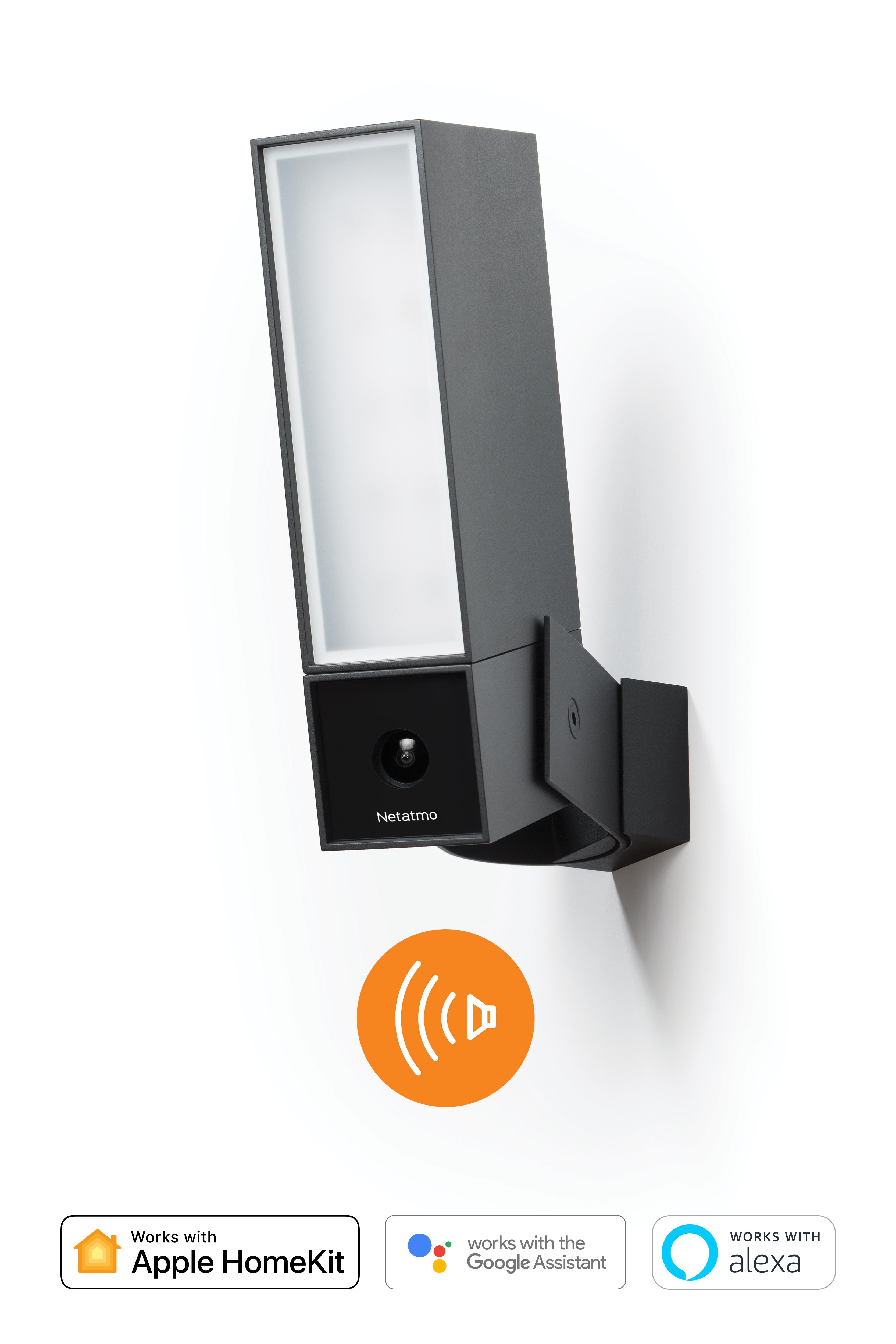 Netatmo Presence Outdoor Sicherheitskamera mit Erkennung, Licht und Alarmsirene - Schwarz