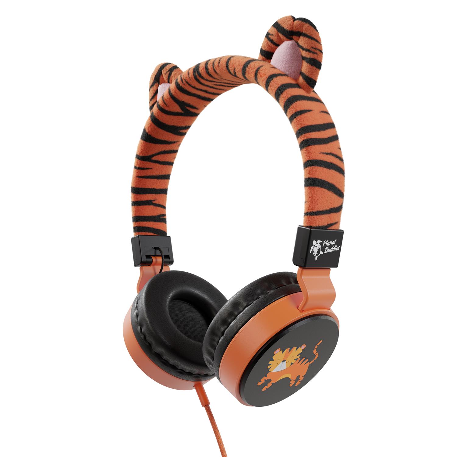 Planet Buddies Tiger Furry Wired Headphones V2 - Orange