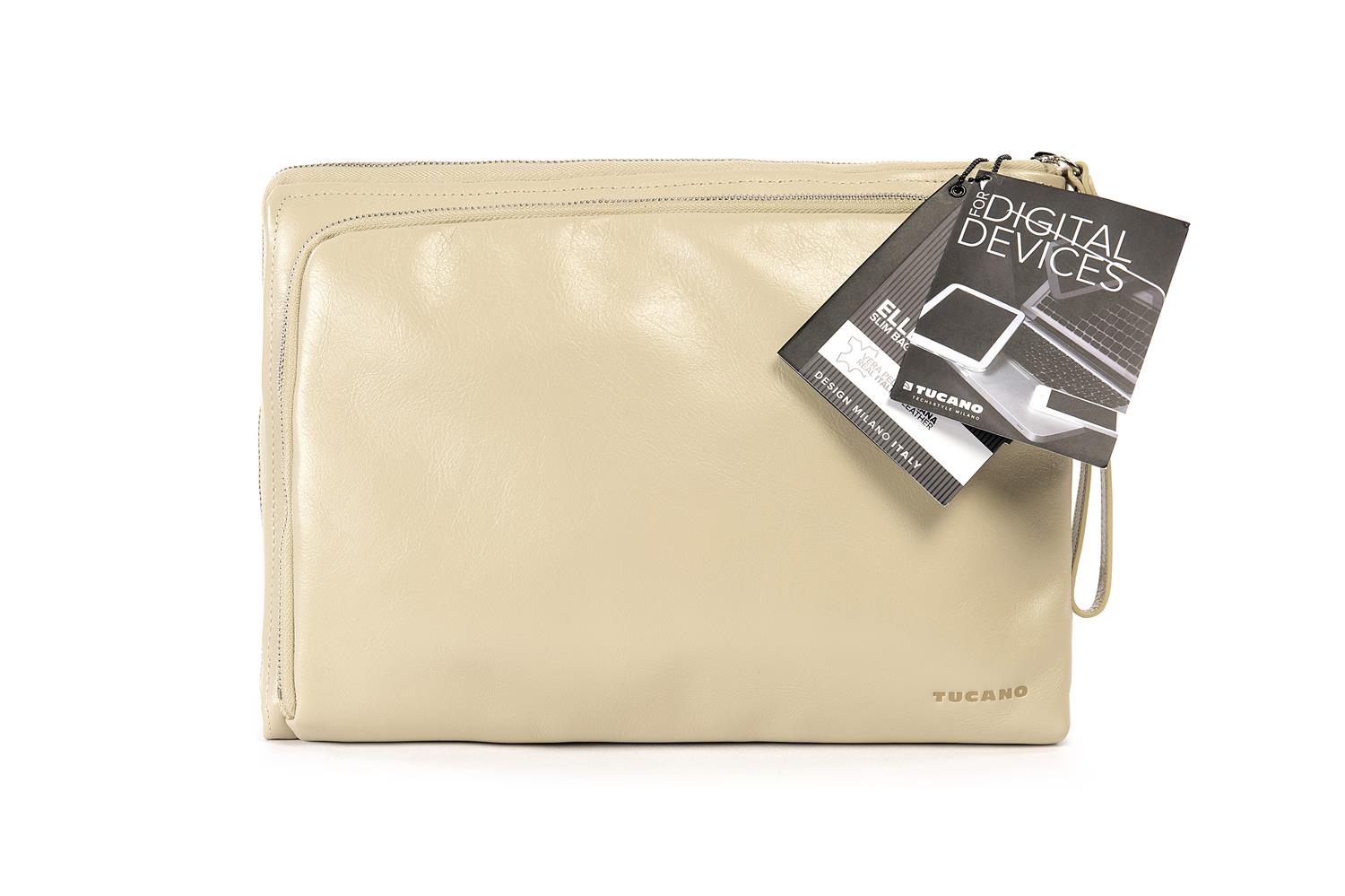 Tucano Elle Damen Notebooktasche aus Leder für 13 Zoll - Ivory/Sandfarben
