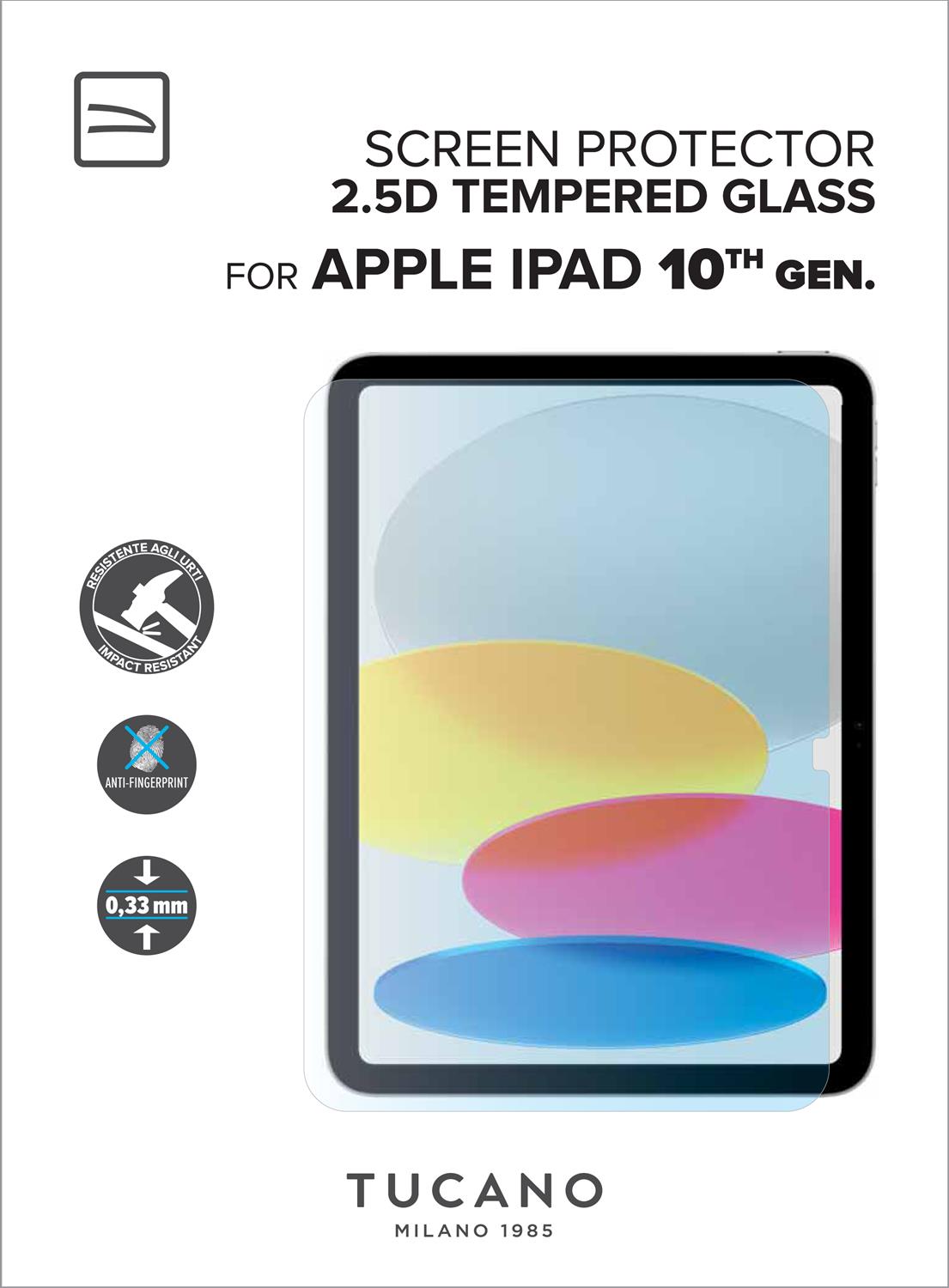 Tucano Displayschutz aus gehärtetem Glas für das iPad 10,9 Zoll (2022)