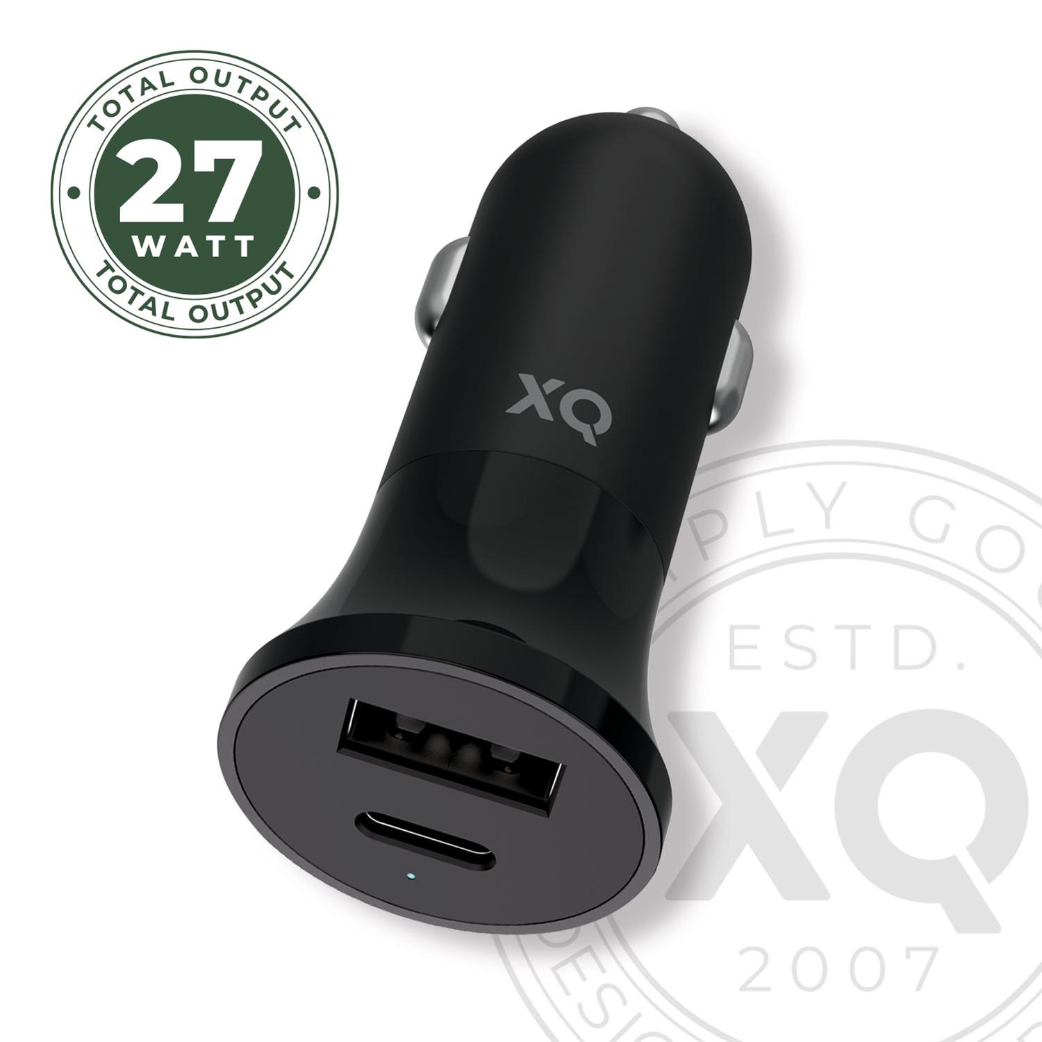 XQISIT NP Car Charger PD27W Dual USB-A USB-C - Schwarz