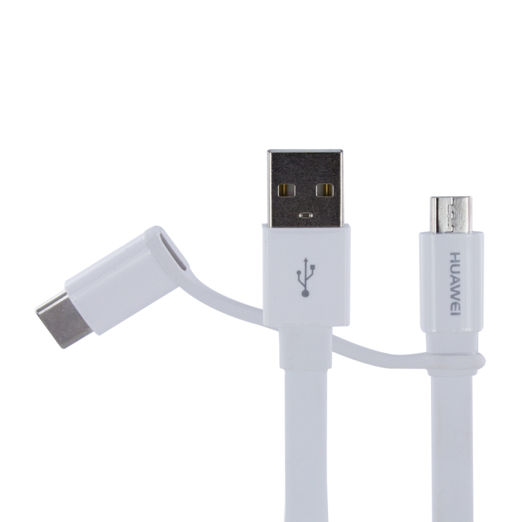 Huawei 2in1 Ladekabel + Datenkabel – USB Typ A zu Micro USB und USB Typ C – Weiss
