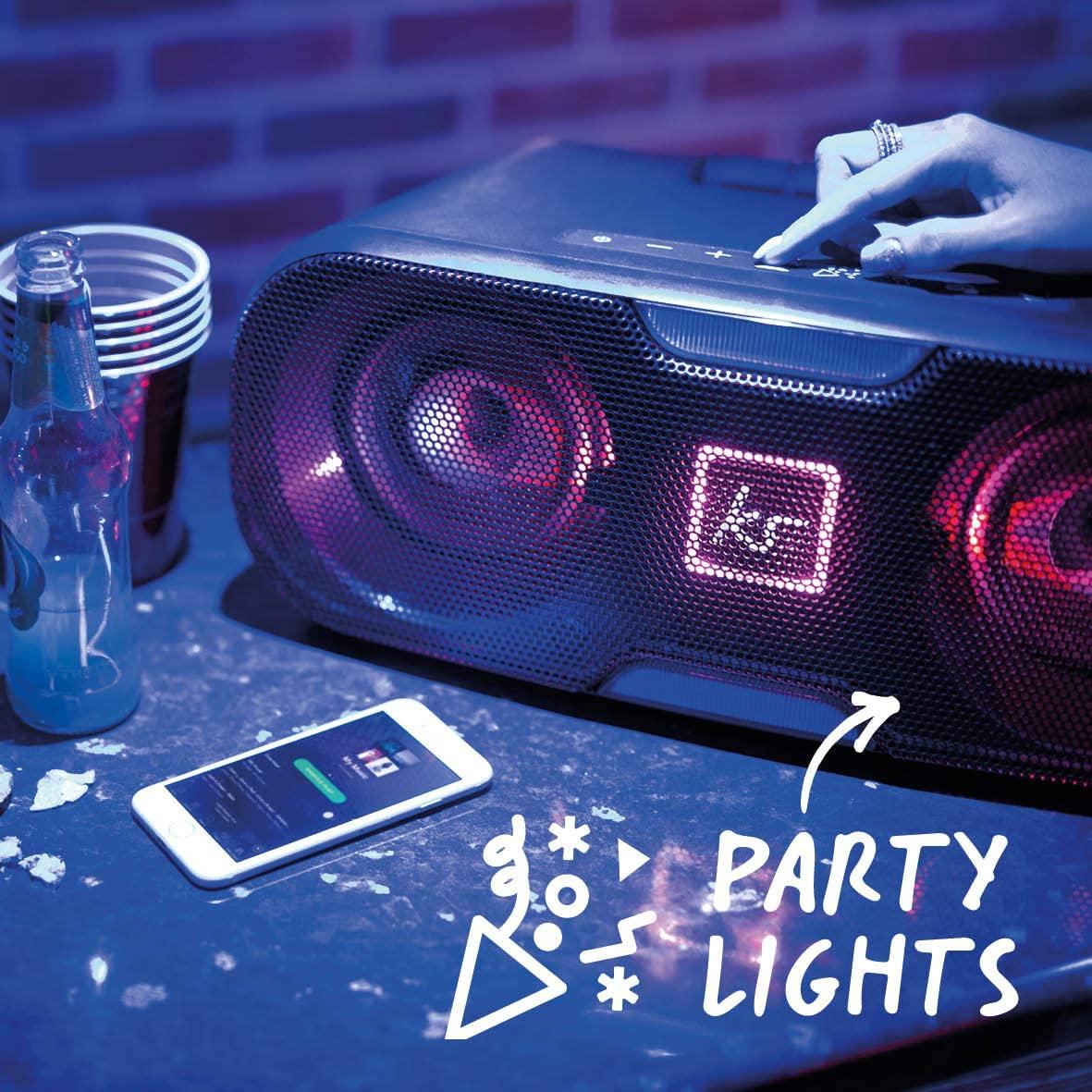 KitSound Slam XL Bluetooth Party Light Speaker / Partylautsprecher - Schwarz