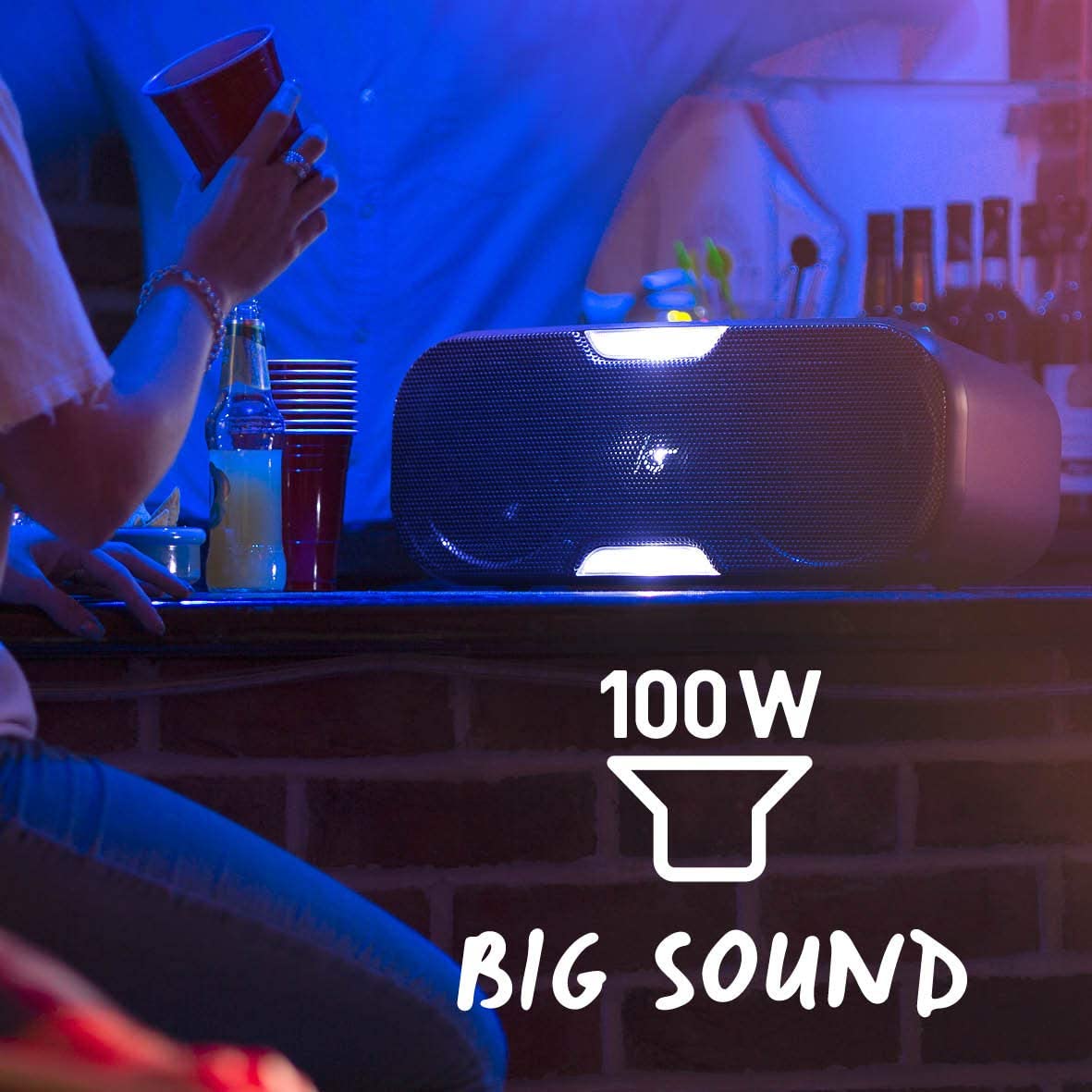 KitSound Slam XL Bluetooth Party Light Speaker / Partylautsprecher - Schwarz