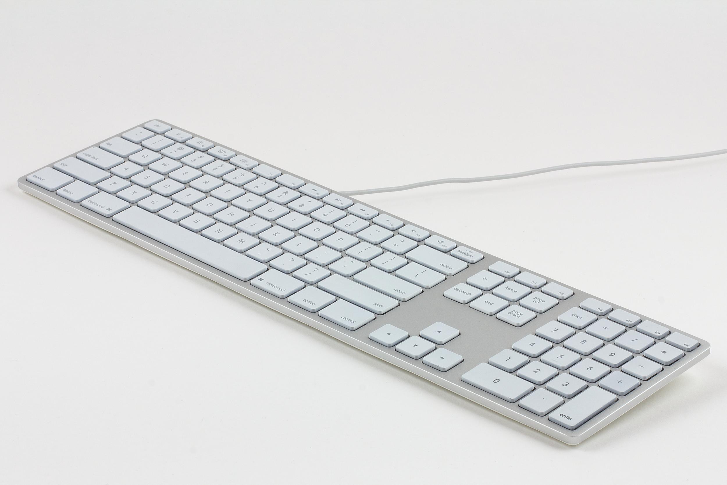Matias Aluminum Extended USB Keyboard with Backlight GERMAN for Mac OS - Silver with white keys