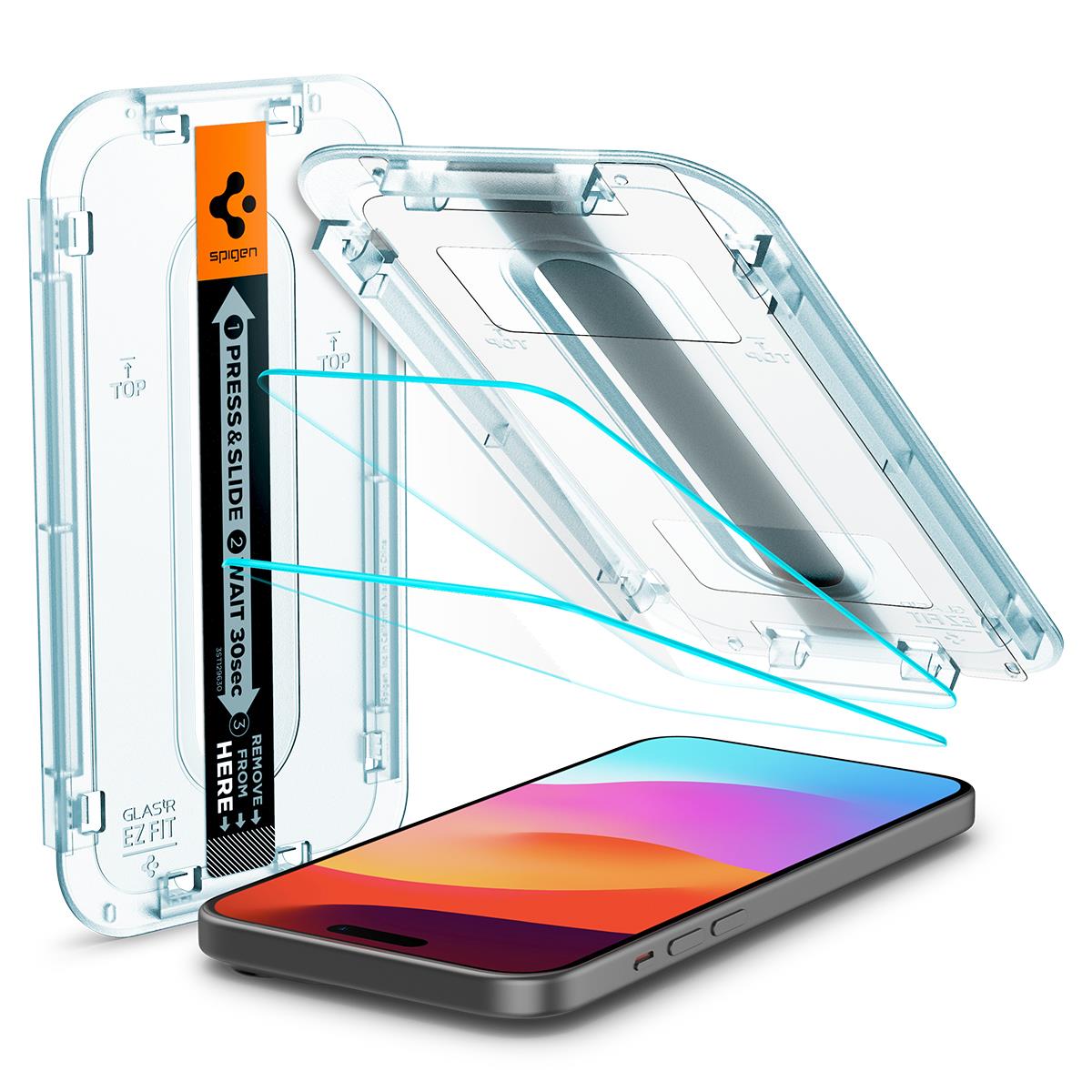 Spigen Glas.tR EZ Fit (2er-Pack) für iPhone 15 Transparency