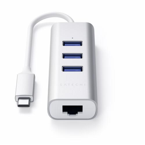 Satechi Type-C 2-in-1 - 3 Port USB 3.0 Hub und Ethernet - Silber