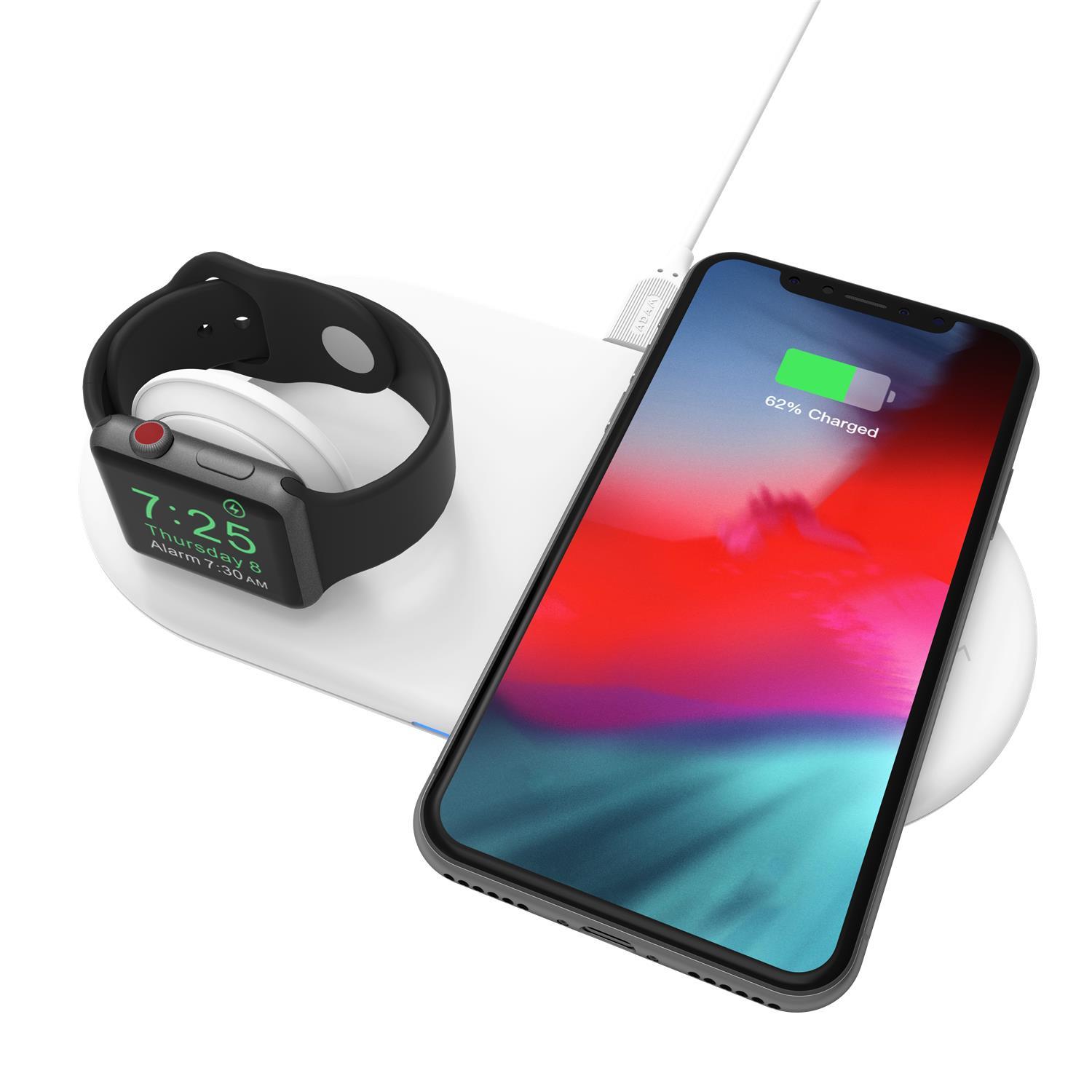 Adam Elements OMNIA Q2 - Universal Wireless Charging Pad für Mobile und Apple Watch - Weiss